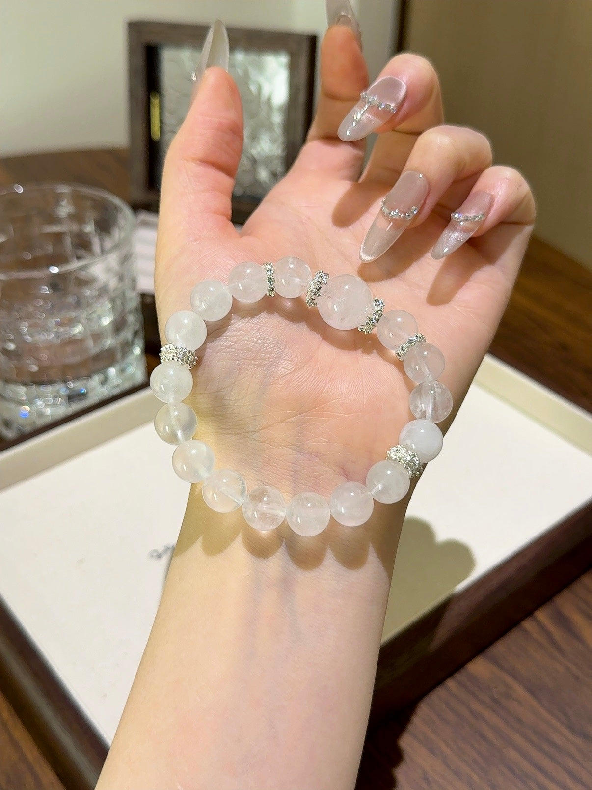 ▫️▪️ Blue moonlight white ghost bracelet